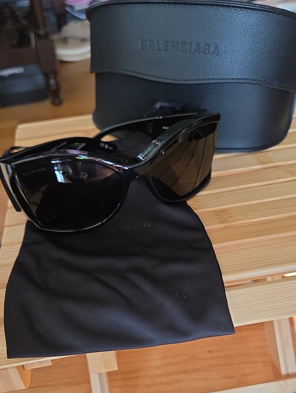 Balenciaga Black Oversized Cat-Eye Sunglasses